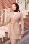 Cep Detaylı Kimono Takım Vizon