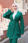Cep Detaylı Kimono Takım Yeşil