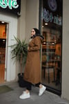 Düğme Detaylı Tesettür Camel Mont 
