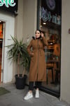 Düğme Detaylı Tesettür Camel Mont 