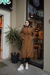 Düğme Detaylı Tesettür Camel Mont 