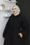 Gizli Patlı Trençkot  Siyah 4430