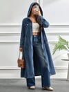 Kapüşonlu Kot Elbise | Uzun Kesim Cepli Modern Stil