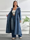 Kapüşonlu Kot Elbise | Uzun Kesim Cepli Modern Stil
