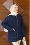 Kot Ceket | Koyu Cepli Fermuarlı Oversize Günlük Stil