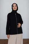 Kot Ceket | Siyah Cepli Fermuarlı Oversize Günlük Stil