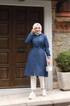 Manşet Detaylı Tesettür Koyu Kot Kap