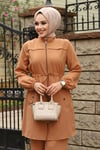 Tünel Detaylı Tesettür Camel Takım 