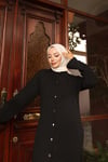 Yaka Detaylı Uzun Takım Siyah