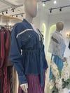 Beli Büzgülü Kot Ceket Lacivert