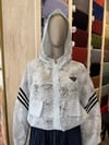 Çiçek Desenli Bomber Ceket Mavi