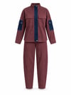 Denim Detaylı Kadife Takım - Bordo
