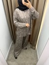 Desenli İpek Takım - Vizon