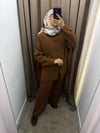 Düğmeli Tensel Takım - Taba