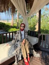 Floral Floş Abaya Vizon