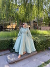 Gül Detaylı Elbise - Su Yeşili 
