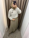 Missemramiss - Çizgili Zip Sweatshirt - Ekru