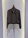 Missemramiss - Çizgili Zip Sweatshirt - Vizon