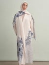 Navy Floş Abaya Krem