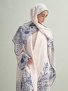 Navy Floş Abaya Krem