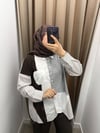 Parçalı Çizgili Gömlek - Kahve