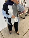 Parçalı Çizgili Gömlek - Lacivert