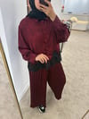 Saten Dantelli Takım Bordo