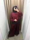 Saten Dantelli Takım Bordo