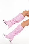  PUSI PEMBE RUGAN KÖRÜKLÜ DİZ ALTI ÇİZME