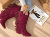 ARİZONA BORDO SUNİ DANA SÜET PÜSKÜLLÜ 6 CM TOPUKLU DALLAS BOT 