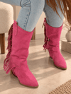 ARİZONA FUŞYA SUNİ DANA SÜET PÜSKÜLLÜ 6 CM TOPUKLU DALLAS BOT 