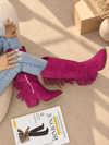 ARİZONA FUŞYA SUNİ DANA SÜET PÜSKÜLLÜ 6 CM TOPUKLU DALLAS BOT 