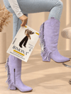 ARİZONA LİLA SUNİ DANA SÜET PÜSKÜLLÜ 6 CM TOPUKLU DALLAS BOT 