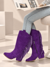 ARİZONA MOR SUNİ DANA SÜET PÜSKÜLLÜ 6 CM TOPUKLU DALLAS BOT 