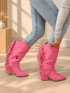ARİZONA PEMBE SUNİ DANA SÜET PÜSKÜLLÜ 6 CM TOPUKLU DALLAS BOT 