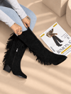 ARİZONA SİYAH  SUNİ DANA SÜET PÜSKÜLLÜ 6 CM TOPUKLU DALLAS BOT 