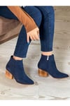 DALİDA LACİVERT SÜET DALLAS WESTERN MİNİ BOT
