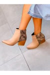 DALİDA ÖN BEJ DERİ ARKA BEJ YILAN DERİSİ DALLAS WESTERN MİNİ BOT