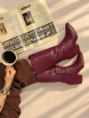 LİMONA BORDO İTHAL DERİ 6 CM ÖKCE DALLAS ÇİZME