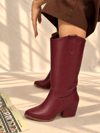 LİMONA BORDO İTHAL DERİ 6 CM ÖKCE DALLAS ÇİZME