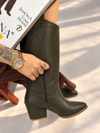 LİMONA HAKİ İ İTHAL  DERİ  6 CM ÖKCE DALLAS ÇİZME
