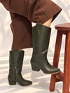 LİMONA HAKİ İ İTHAL  DERİ  6 CM ÖKCE DALLAS ÇİZME