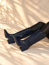LİMONA LACİVERT HASIR DESENLİ İTHAL  RUGAN  6 CM ÖKCE DALLAS ÇİZME