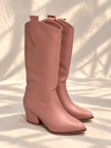 LİMONA PEMBE İTHAL  DERİ  6 CM ÖKCE DALLAS ÇİZME
