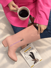 LİMONA PEMBE İTHAL  DERİ  6 CM ÖKCE DALLAS ÇİZME
