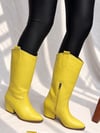 LİMONA SARI İTHAL  DERİ  6 CM ÖKCE DALLAS ÇİZME