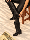 LİMONA SİYAH HASIR DESENLİ İTHAL  RUGAN  6 CM ÖKCE DALLAS ÇİZME