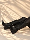 LİMONA SİYAH HASIR DESENLİ İTHAL  RUGAN  6 CM ÖKCE DALLAS ÇİZME