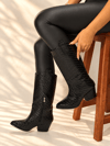 LİMONA SİYAH HASIR DESENLİ İTHAL  RUGAN  6 CM ÖKCE DALLAS ÇİZME