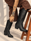 LİMONA SİYAH İTHAL  DERİ  6 CM ÖKCE DALLAS ÇİZME